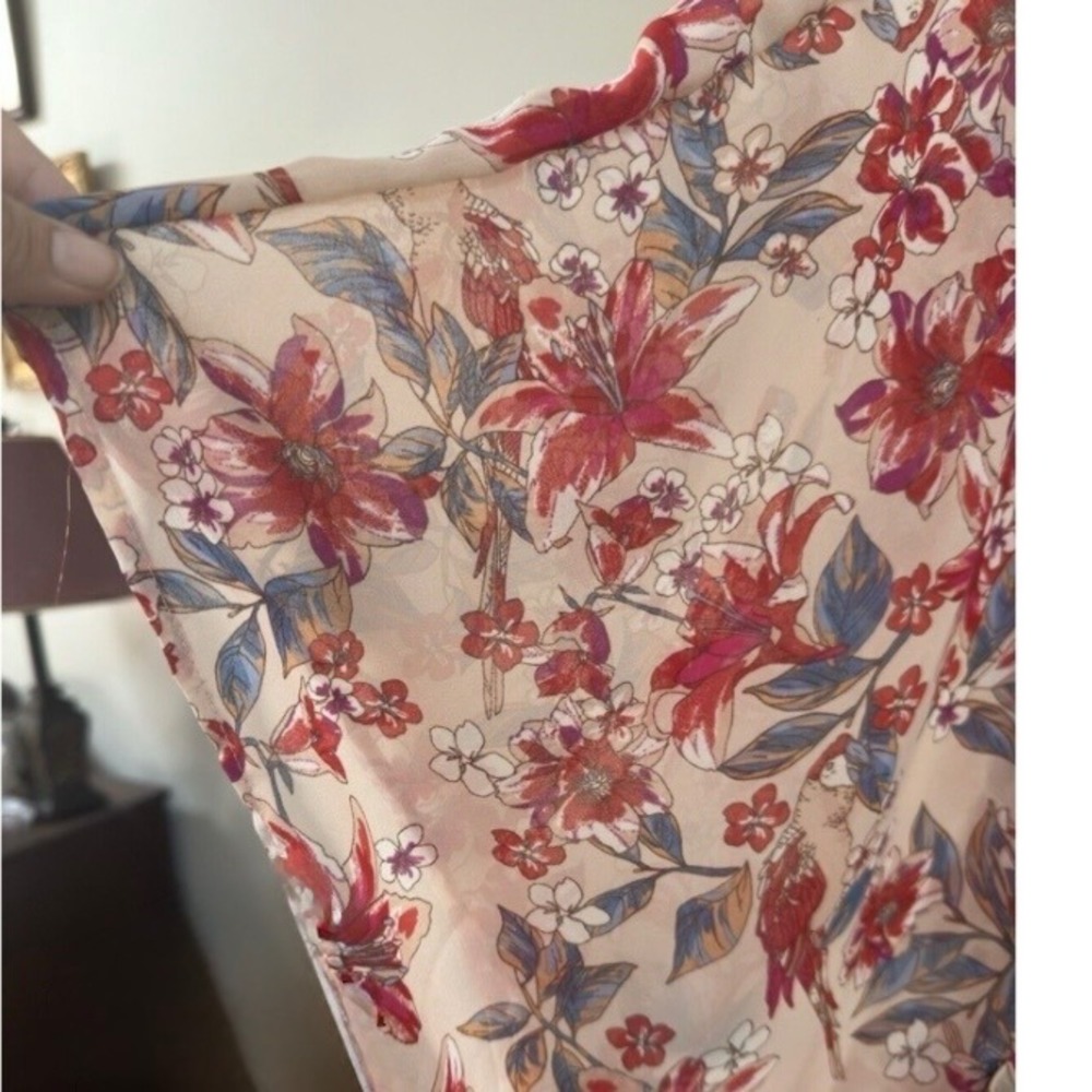 Floral Kimono Women 1X Plus Open Front Topper Pockets Boho Signature Studio - Picture 7 of 12